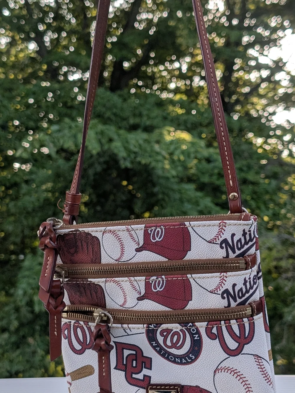 Dooney & Bourke Maroon and White Washington Nationals Crossbody Bag